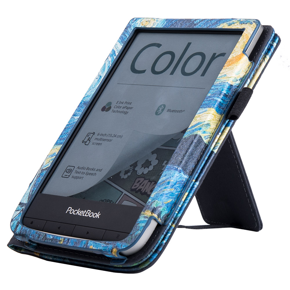 BOZHUORUI pokrowiec na PocketBook 606/616/627/628/632/633 eReaders-ze stojakiem/pasek na rękę/magnetyczne zamknięcie/automatyczne uśpienie/Wake