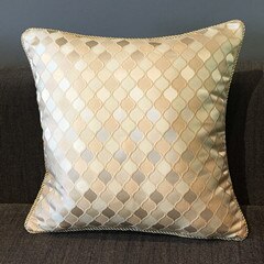 Moderne geweven polyester jacquard kussenhoes decoratieve kussensloop ivoor bloemen ruit 45 x 45 cm vierkant verkoop per stuk: G143b