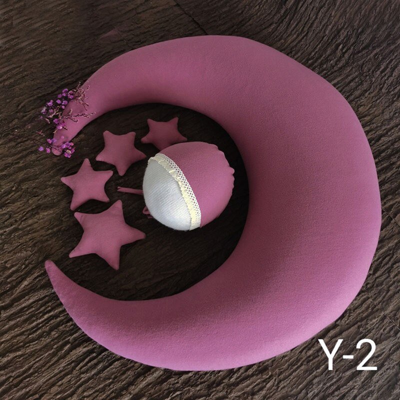 Moon Pillow Newborn Photography Prop Baby Posing Pillow Star Hat Set Baby Body Poser for Studio Photo: 2