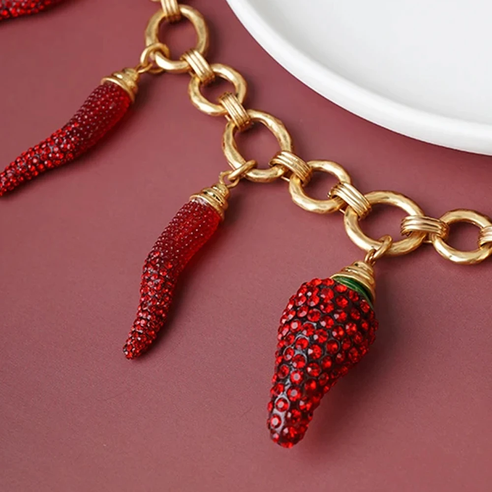 Wealthyboo Bohimia Pepper Chili Necklace Cute Red Chilli Adjustable Trendy Jewelry For Women Accessories