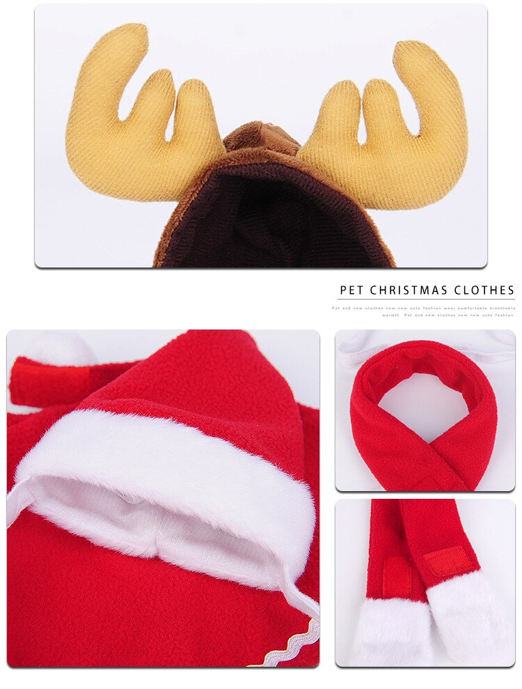 Winter Christmas Pet Cat Costumes Funny Santa Claus Clothes For Small Cats Dogs Xmas Year Cat Clothing Kitty Kitten Outfits