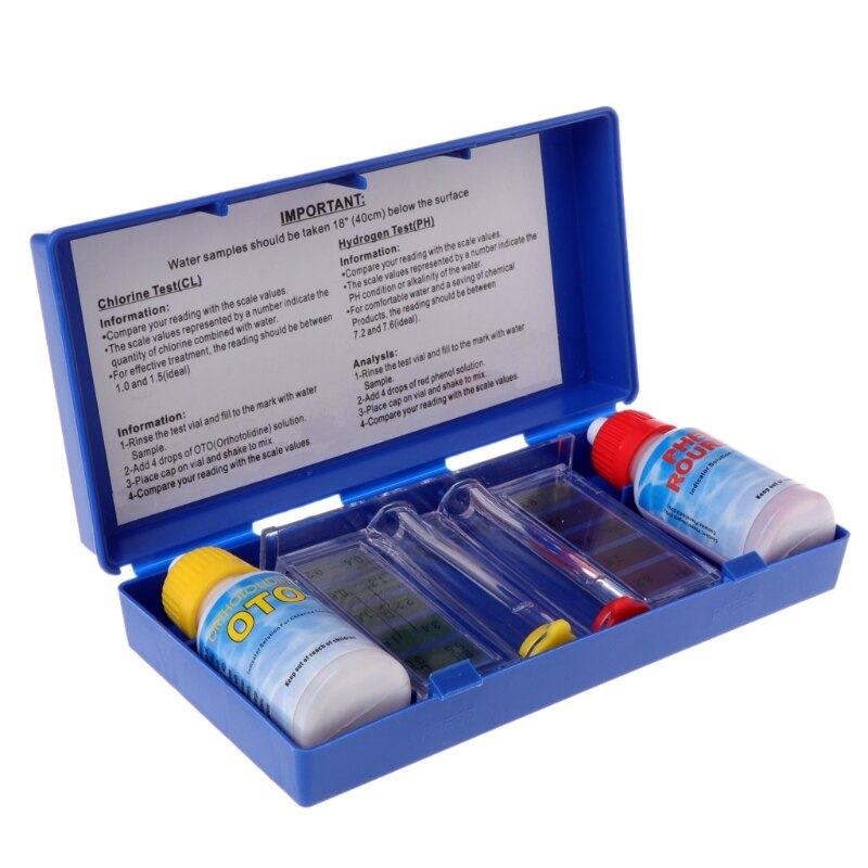 1 set ph klor vatten test kit simbassäng akvarium tillbehör testare