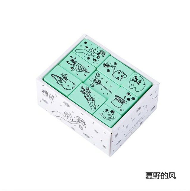 1 sæt vintage multifunktion maleri dekorations stempel træ gummistempler til scrapbog papirvarer gør-det-selv håndværk standard stempel: 4