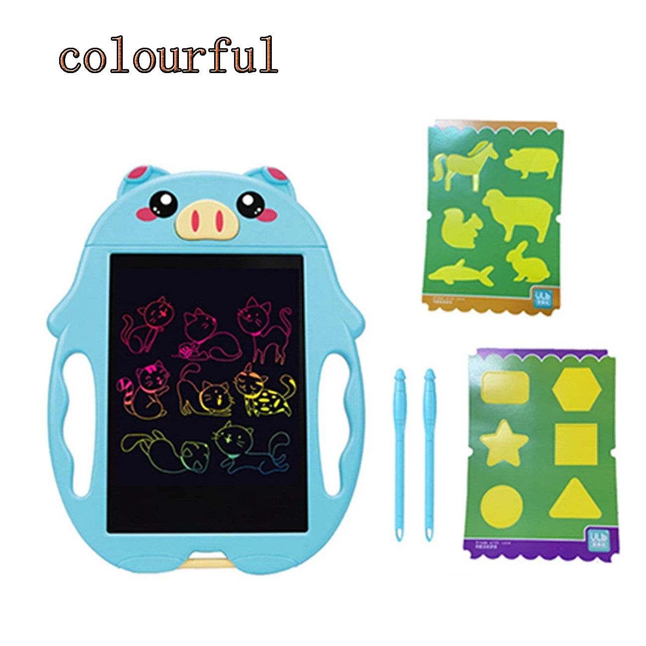 LCD Writing Tablet 9Inch Electronic Writing Doodle Board Drawing Board Smart Paper Drawing Tablet Birthday Educational Toy: Colorful  Blue