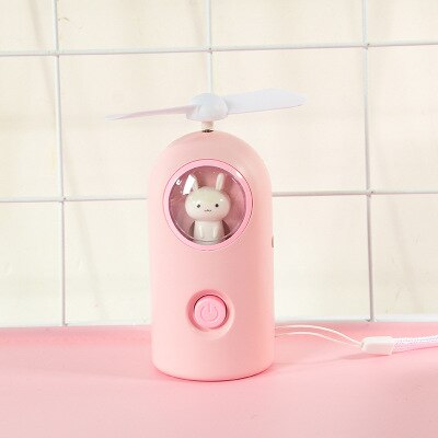 night light Unicorn fan mini fan Mini Summer electric fan cartoon cute girl Mini Fan portable USB charging fan: Little rabbit 003