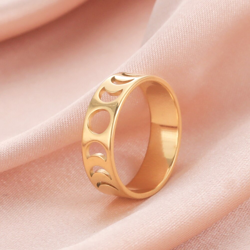Skyrim – bagues uniques Phase de lune pour femmes, en acier inoxydable, couleur or, croissant de lune, bijoux à la , , 2025