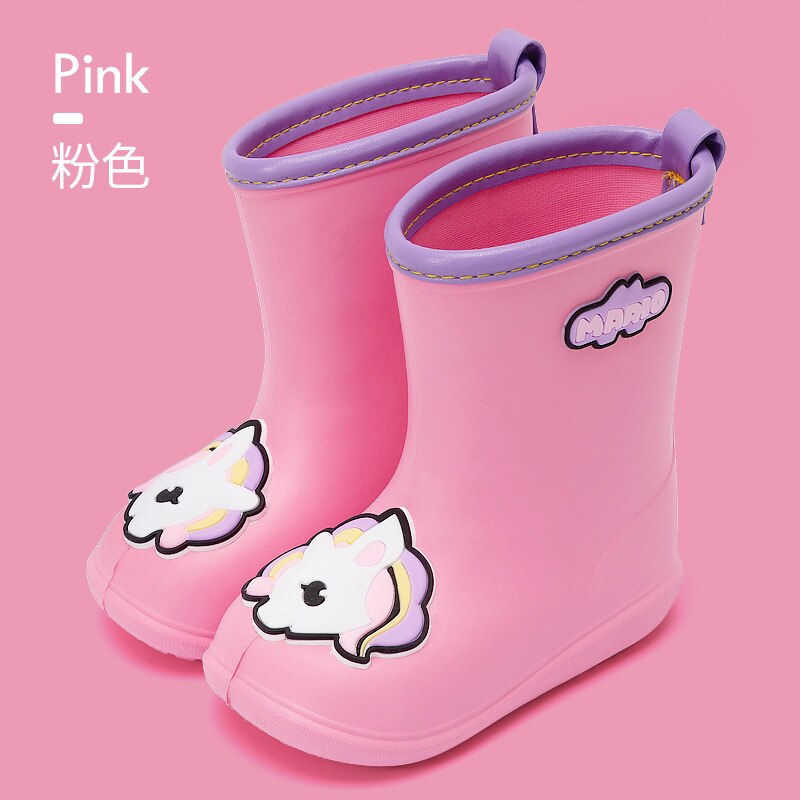 Klassieke Kinderen Schoenen Pvc Rubber Kids Baby Cartoon Schoenen Water Schoenen Waterdichte Regen Laarzen Peuter Meisje Regenlaarzen: Roze / 15size Inner len15cm