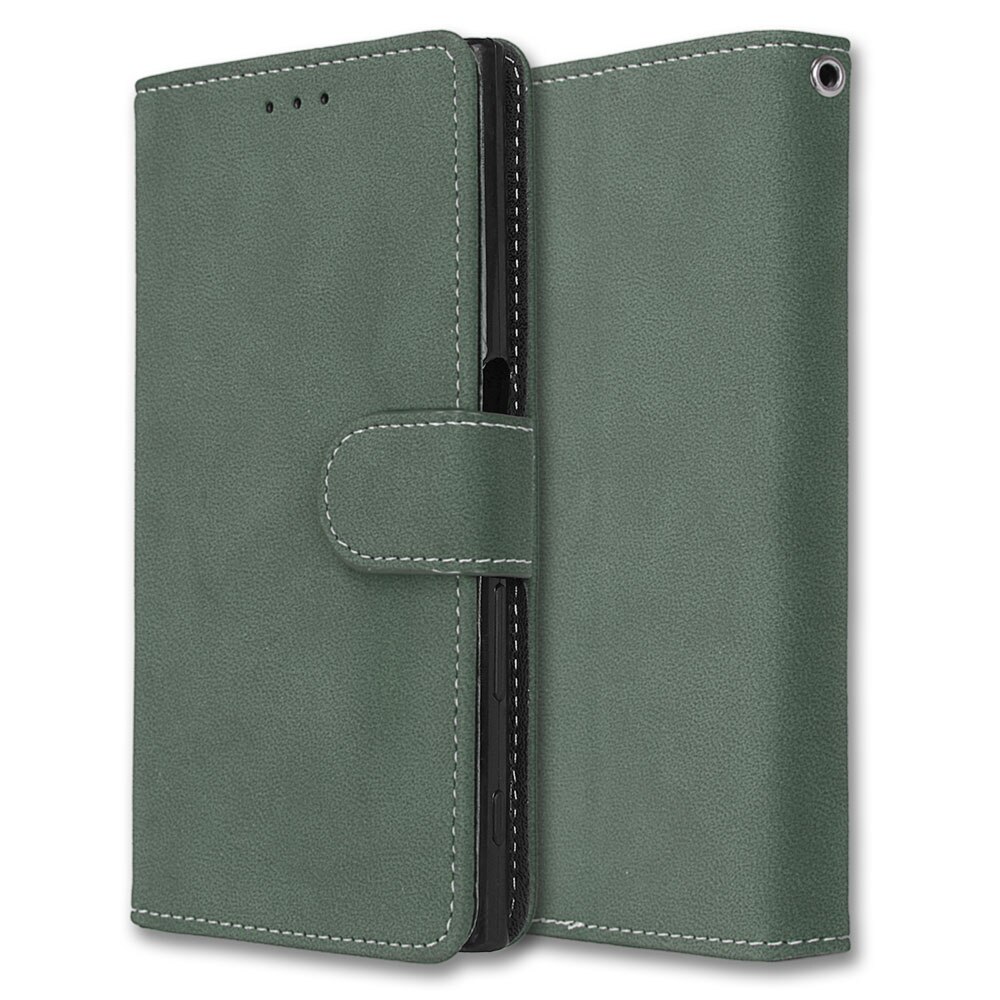 Fundas abatibles de cuero para Sony XZ, Fundas para Sony Xperia XZ F8331 Dual F8332, funda billetera con soporte para sony xz X Z: Green