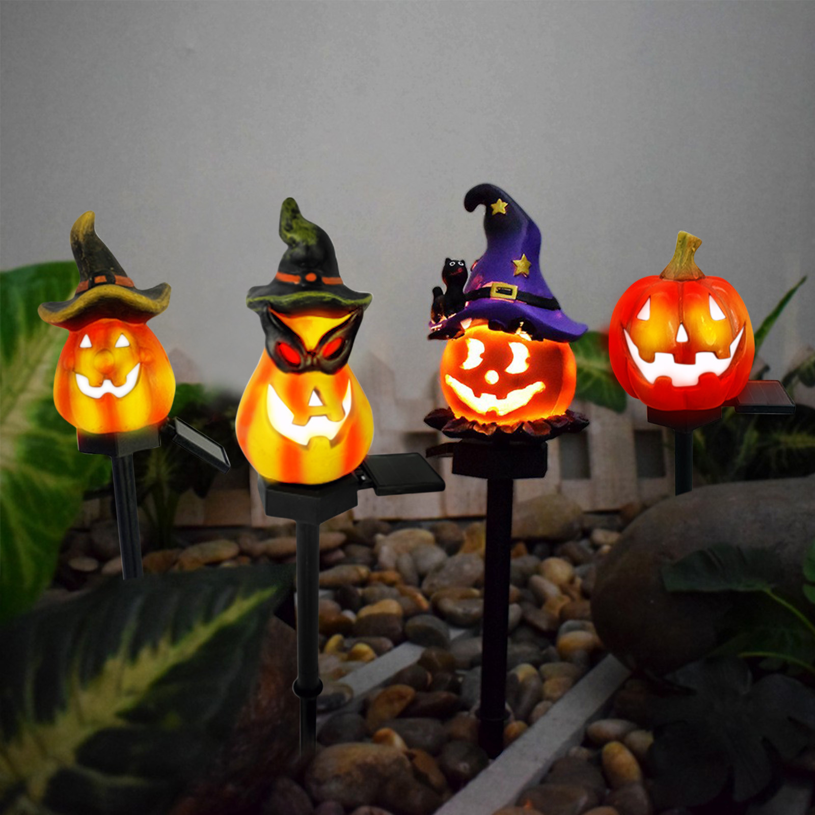 Halloween Solar Powered Pumpkins Outdoor Lights Atmosphere Layout Waterproof Courtyard Garden Scenery Decorative