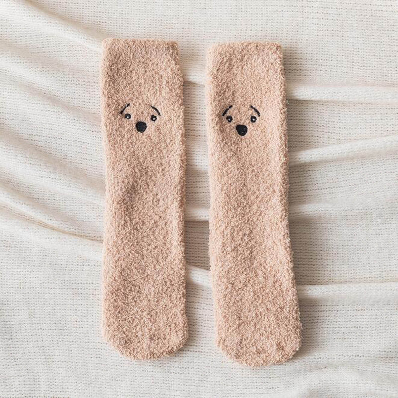 Winter Women Socks Warm Thicken Anti-slip Floor Socks Spring Autumn Cotton Breathable Keep Warm Floor Anti-skid Print Socks: B