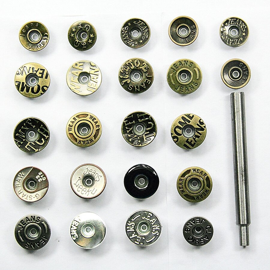 50 sets per verpakking. jeansgesp. knopen. knopen voor mannen en vrouwen. metalen gesp. knopen, koop knopen en stuur installatiegereedschappen.