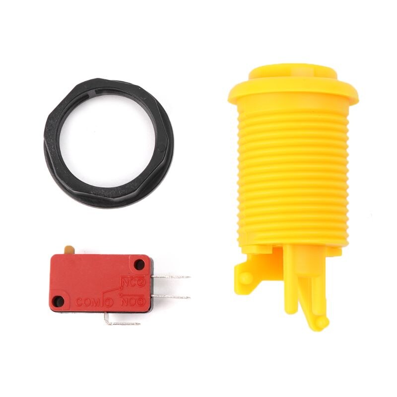 28mm Ronde Arcade Drukknop Amerikaanse Stijl Drie Voet Micro Schakelaar voor MAME Jamma M5TC: yellow