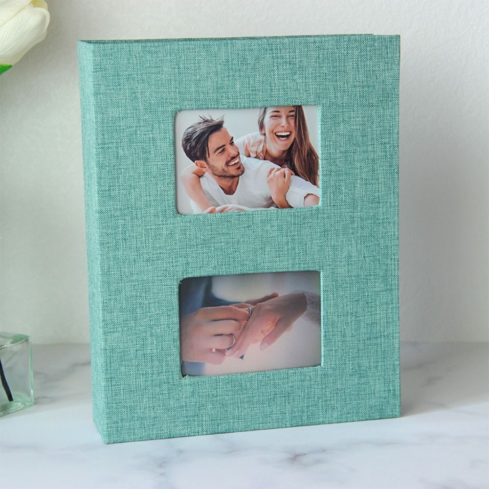 200Pcs Linen Cover Photo Album Interleaf Type Photo Storage Picture Albums Book Writable 6-inch Large Scrapbook Album