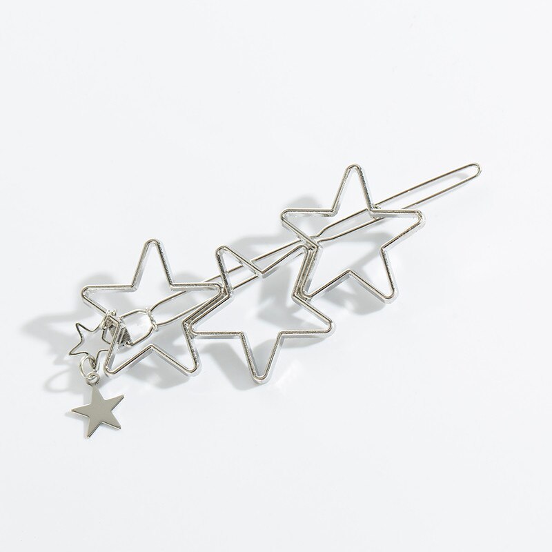 Metalen Liefde Hart Haar Clips Hollow Star Haarspeld Haar Pin Vrouwen Haar Accessoires Hearwear Goedkope: Silver-Stars