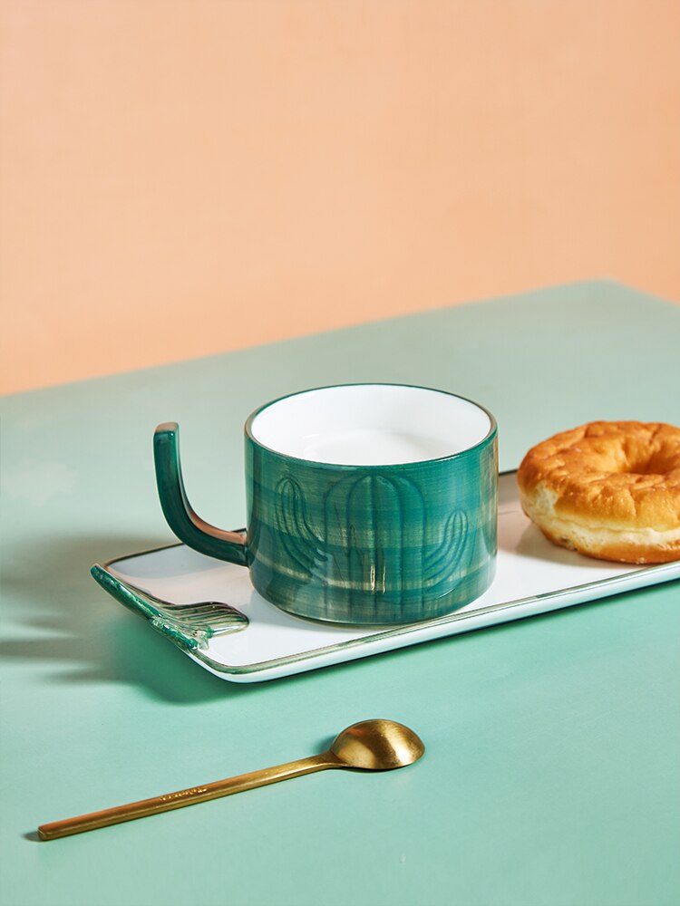 Ceramic Coffee Cup Mugs Cute Porcelain Eco Friendly Utensil Tea Cup Saucer Reusable Tazas Cafe Kitchen Supplies DF50BD