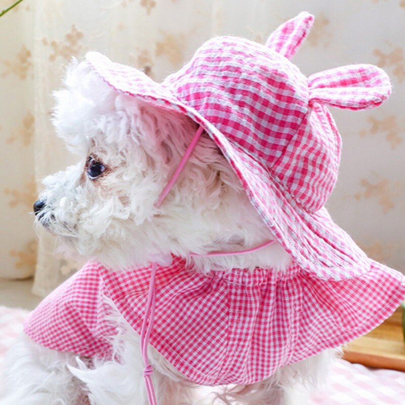 Sommer Haustier Hund Plaid sonnenschirm Hütte Welpen Katze Hawaii Stil Kätzchen niedlich Ohr Hüte Sonne Kappe Haustier draussen Zubehör
