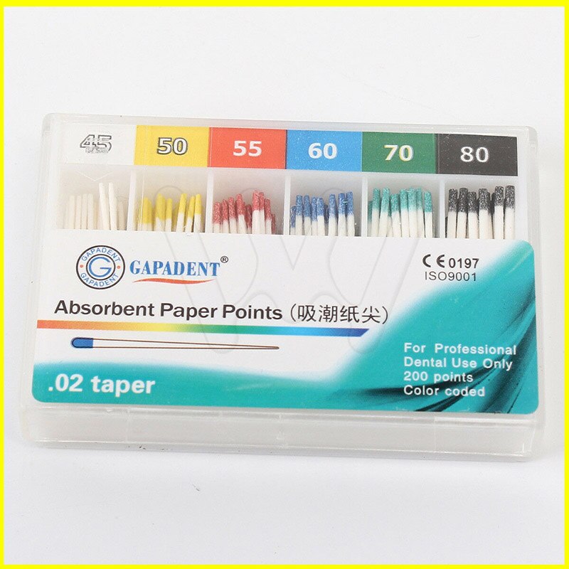 10 boxes/2000pcs Dental Material Absorbent Paper Points Dentist Products 0.02 Taper: 45-80