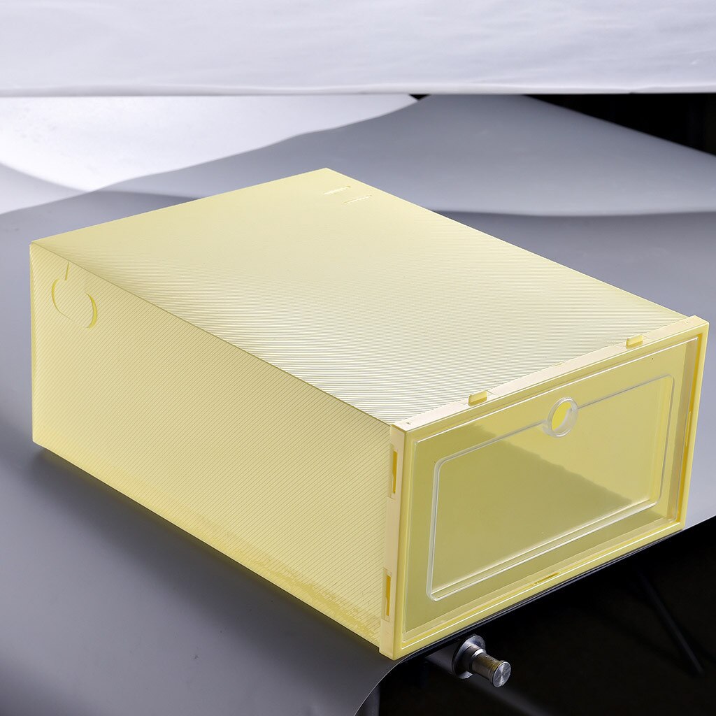 1stackable Transparent Shoe Box Dustproof Storage Box Can Be Superimposed Combination Shoe Cabinet Clamshell Shoe Organizer#P30: Yellow S