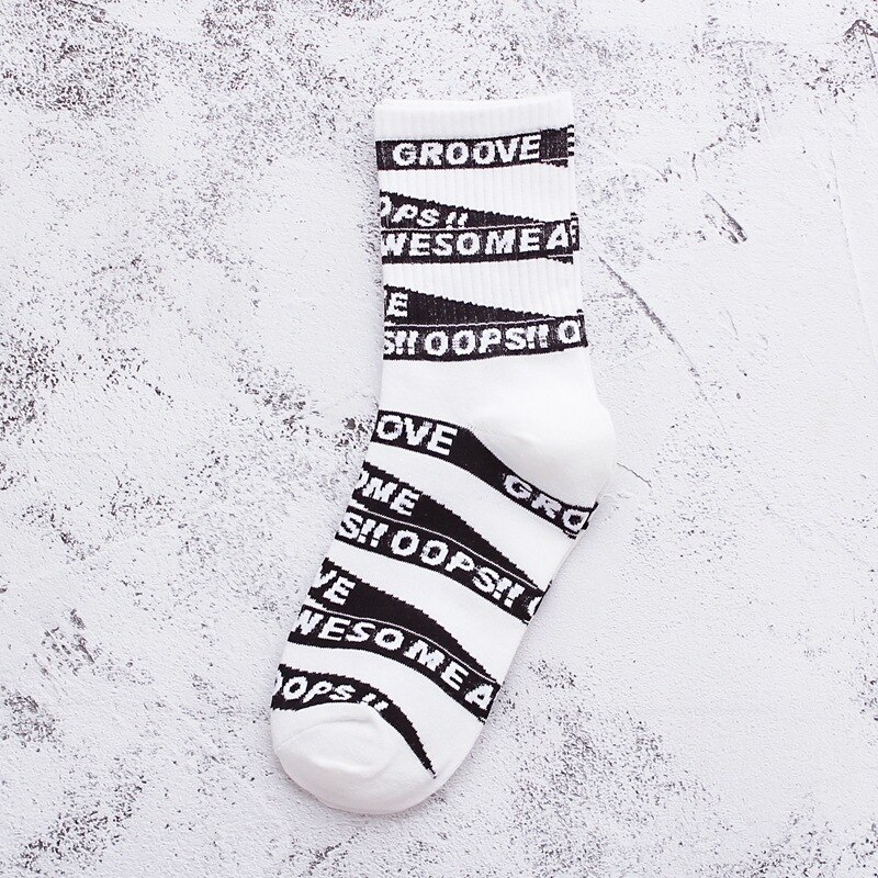 Outdoor Sport Socks Knitted Letter Non-slip Basketball Bicycle Compression Socks Streetwear Hip Hop Skateboard Baseball Sock: White 05