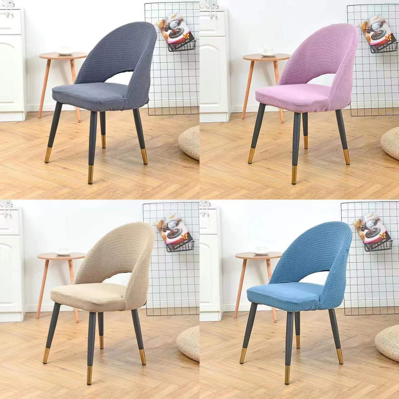 1Pcs Curved Chair Cover Hollow Back Jacquard Arc Armchair Covers Dining Chair Covers Spandex Home Bar Hotel House De Chaise