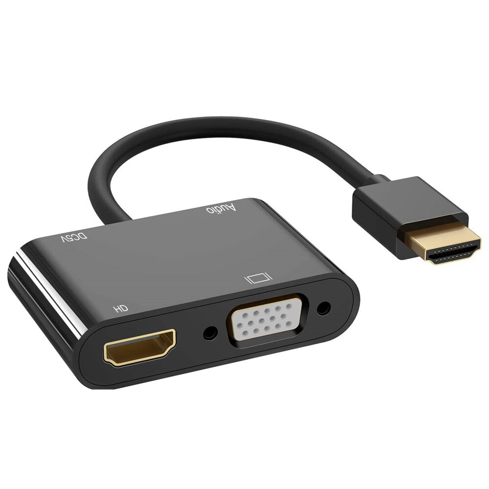 HDMI-compatible To VGA HD Adapter HD VGA Splitter Dual Display At Same Time with audio for Pc Laptop Ultrabook