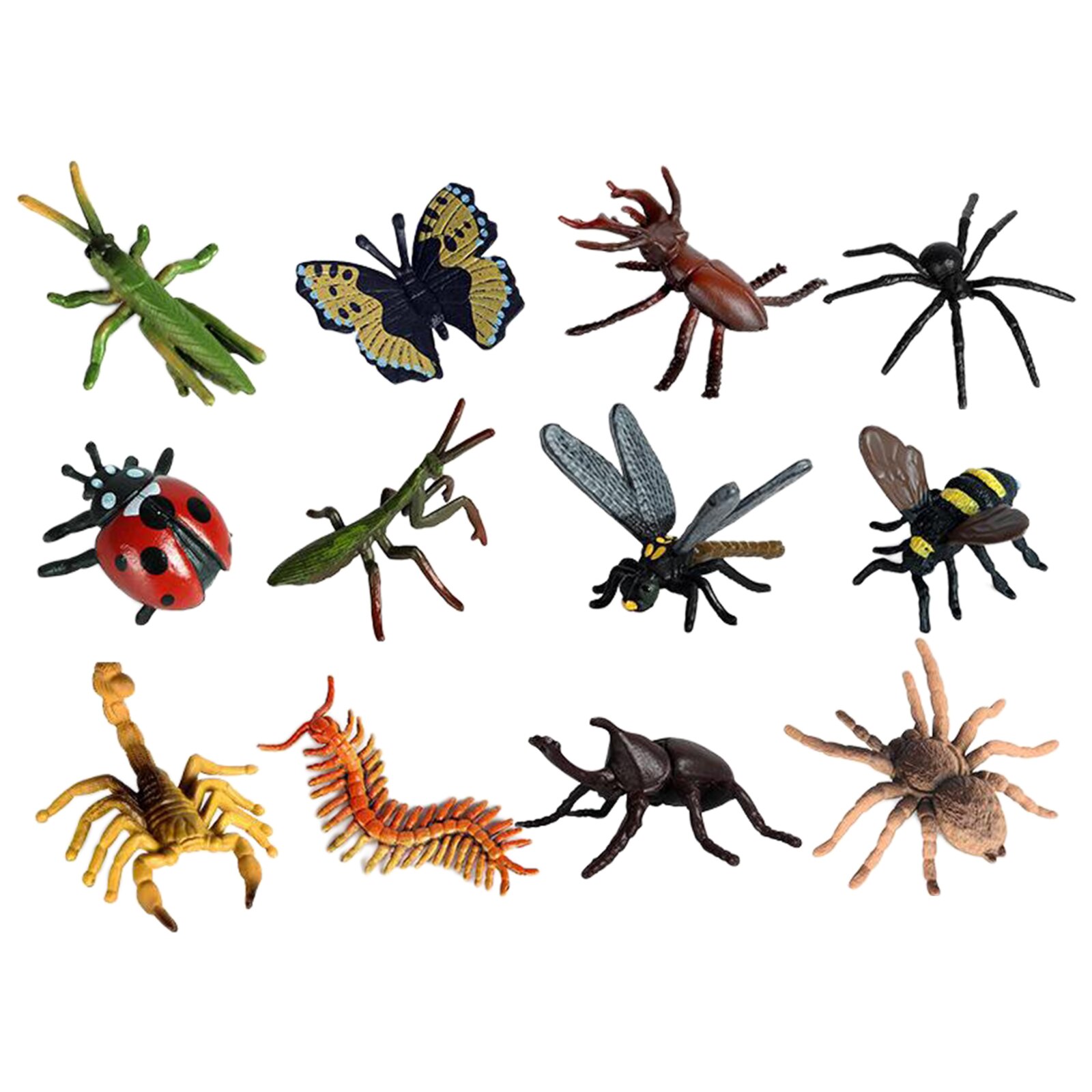 Insect Model Figures 12PCS Mini Simulation PVC Insect Bugs Animals Models Toys Set