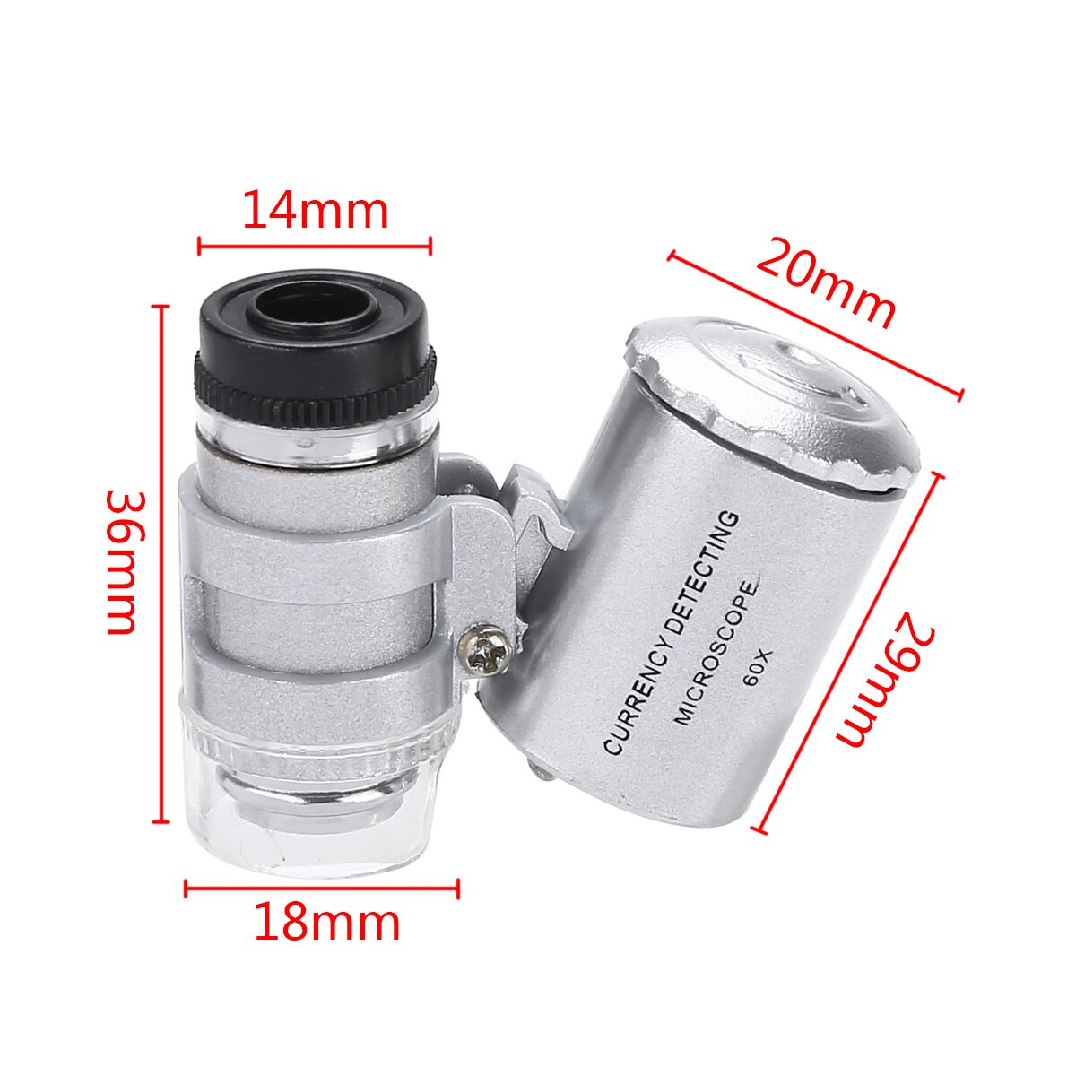 Mini Portable 60x Magnifier Pocket Microscope LED UV Light Lens Jewelery Glass Illuminated Magnifier Jeweller Loupe LED