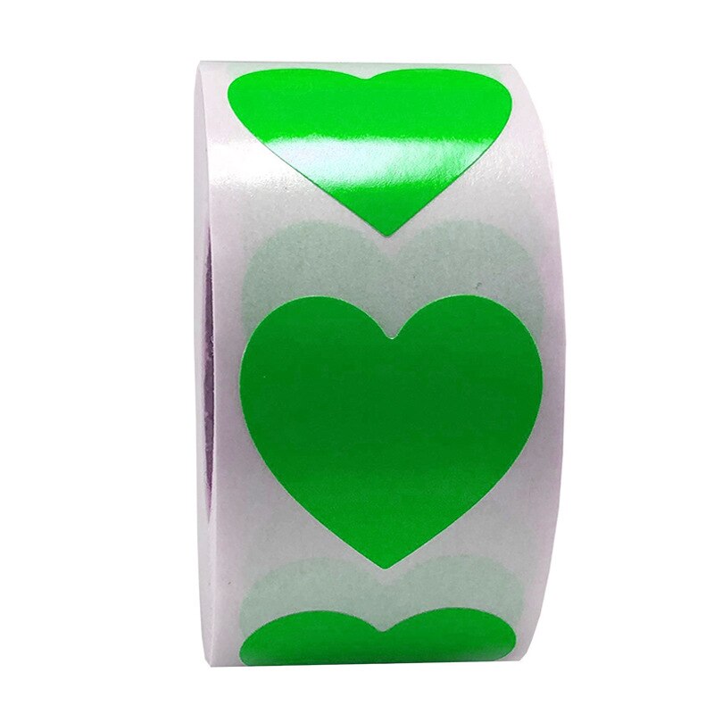 Hjerteform af røde klistermærker forseglingsetiketter 50 etiketter klistermærker scrapbooking til pakke og bryllupsdekoration papirvarer klistermærke: Grøn -50 stk