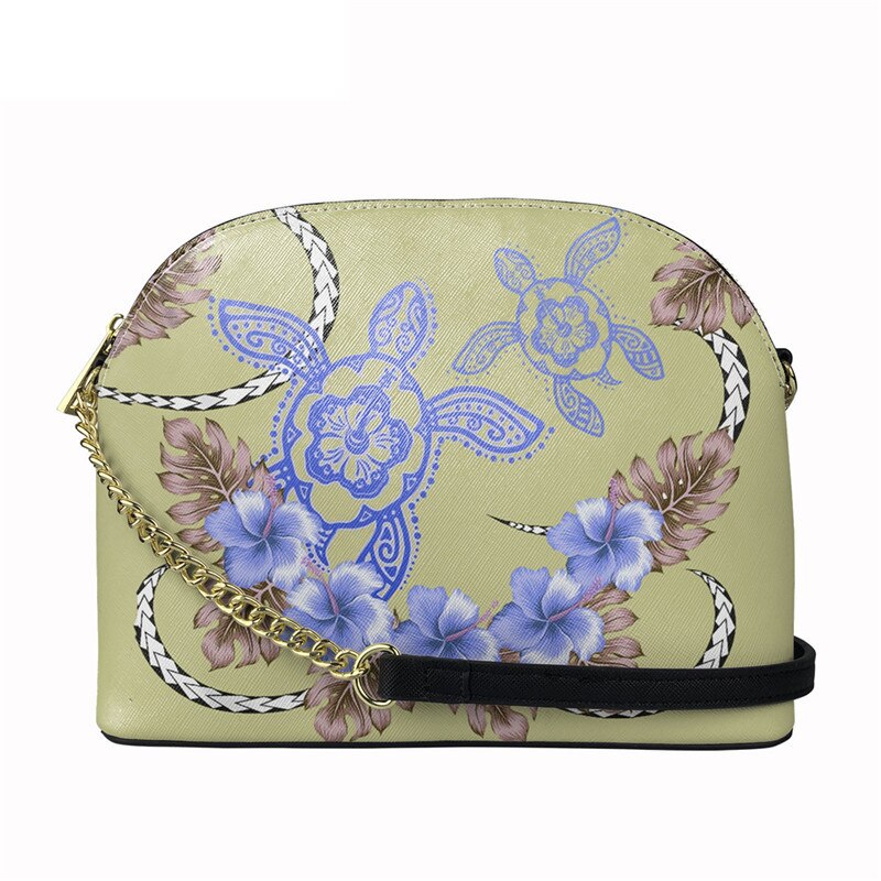 Nopersonality Polynesische Schildpad Met Hibiscus Print Vrouwen Pu Lederen Tas Brand Luxe Shell Tas Stijlvolle Schoudertas: HTBE071D49