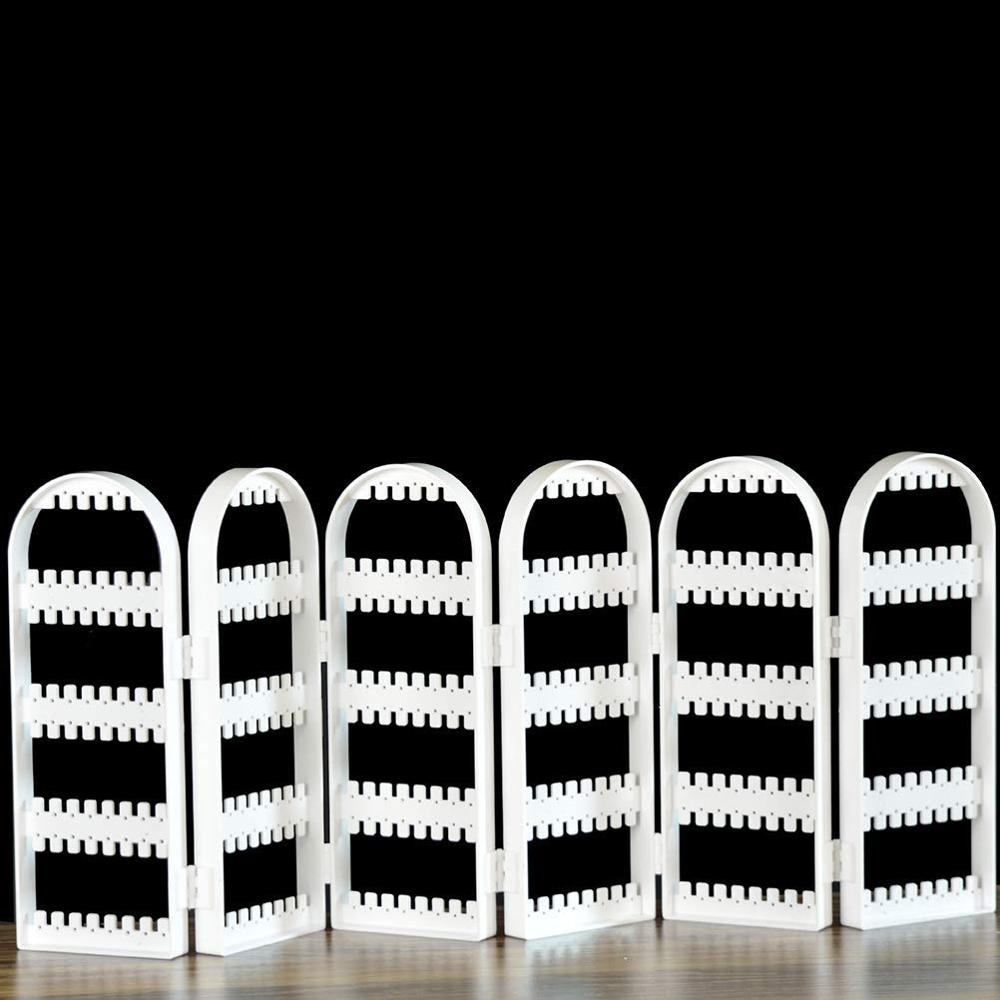 6 Layer 360 Holes Earring Holder Folding Plastic Stand Ear Stud Display Screen Earring Stand Jewelry Organizer Holder-Acrylic