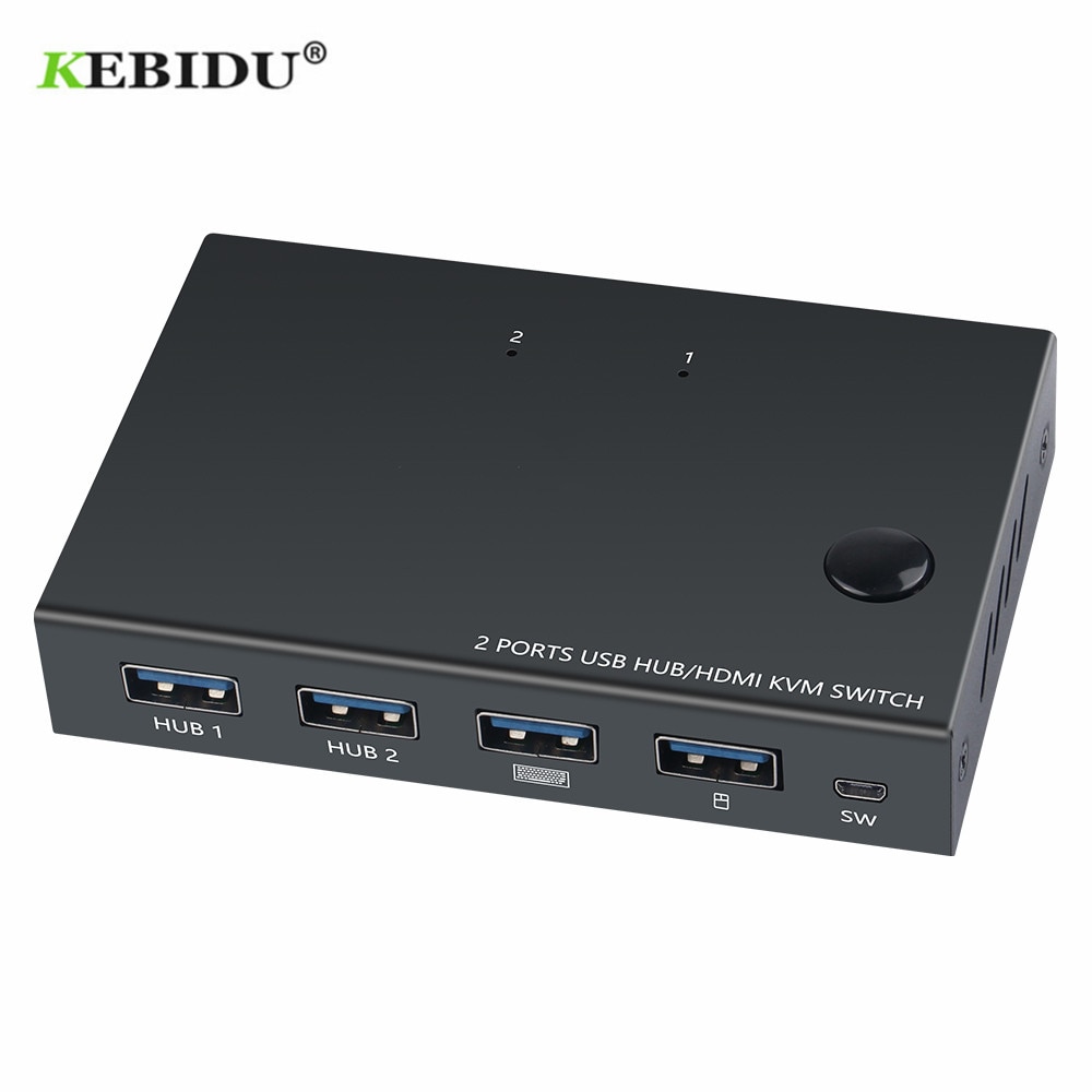 Kebidu Hdmi Kvm Switch 2 Port 4K Usb Schakelaar Kvm Switcher Splitter Box Voor Delen Printer Toetsenbord Muis Kvm switch Hdmi