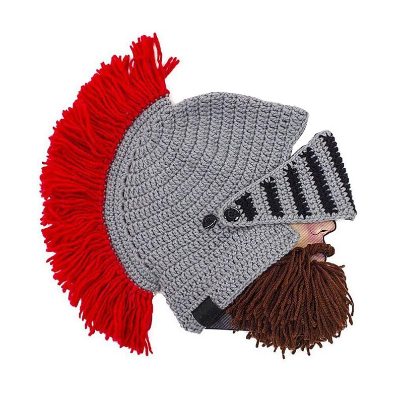 Gorros de casco de caballero romano para hombre y mujer, sombreros con barba hecha a mano, gorros de esquí, divertidos, cálidos, para