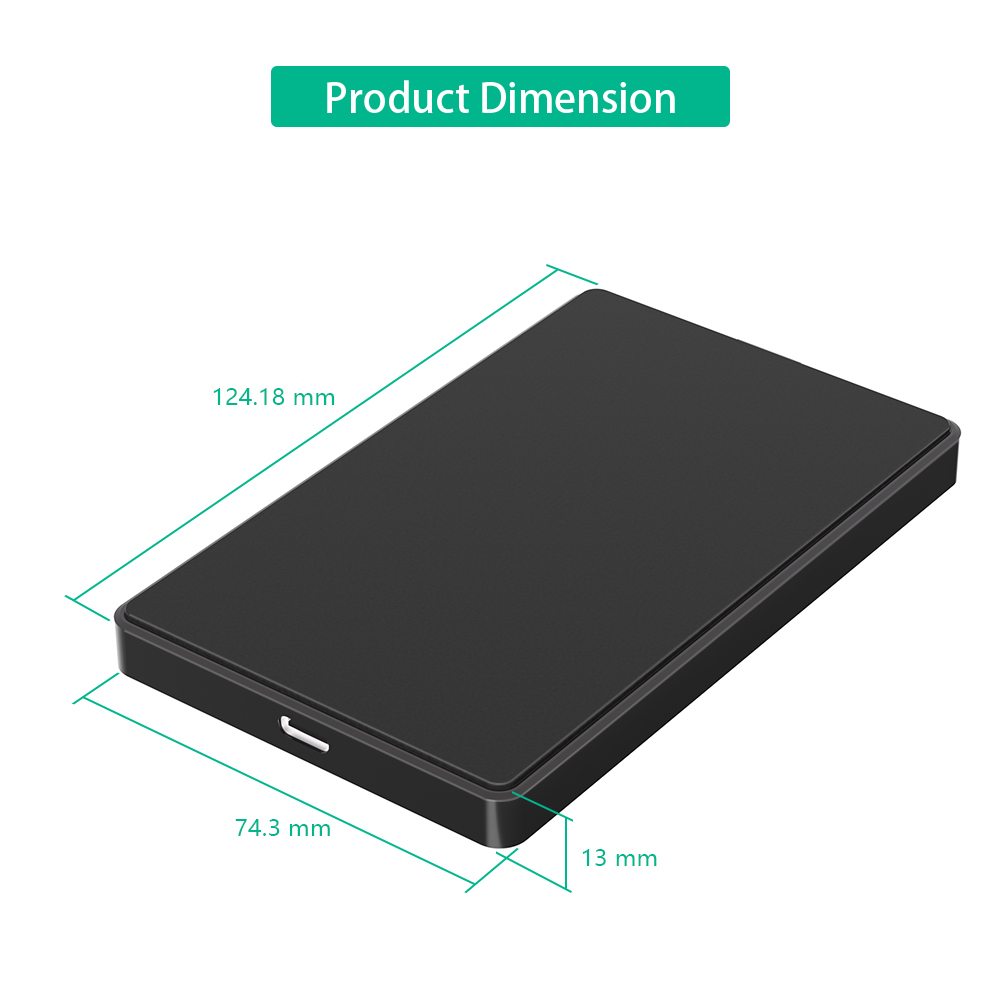 2,5-Zoll-SATA-SSD-Festplattengehäuse, tragbares USB 3.0/Typ C 3.1 auf SATA 2.5 externe Festplatte, durchsichtiges Kunststoffgehäuse