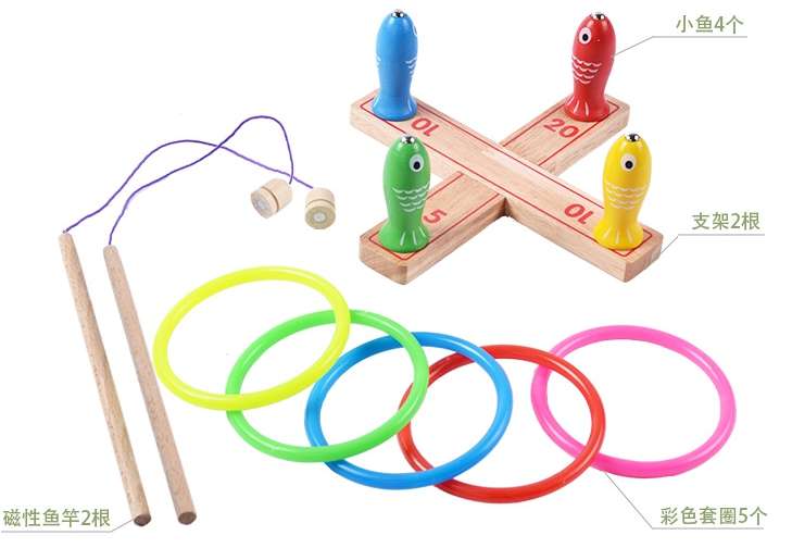 Holz Magnetischen Angeln Ring Spiel FrüHenne Bildung Puzzle Spielzeug Familie freundlicher Vaterschafts ÜSpund Werfen