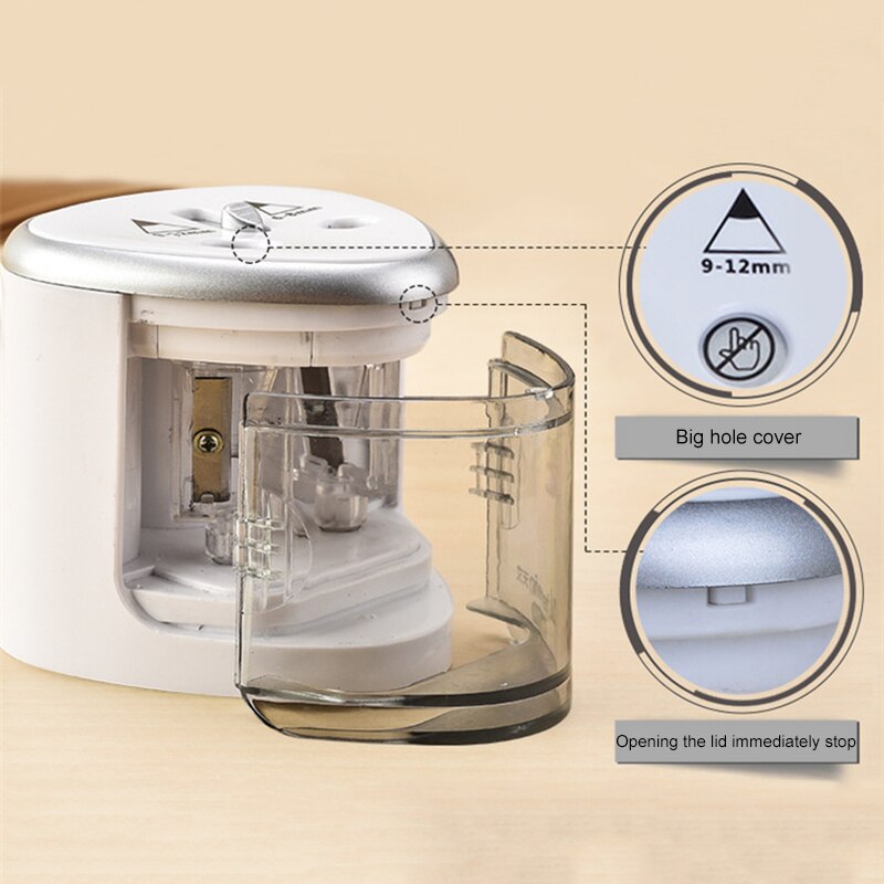 Electric Pencil Sharpener Portable Double Hole for Student Classroom Home Office SEC88