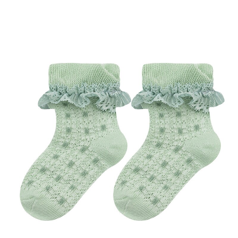 Summer Children Thin Cotton Princess Socks Baby Infant Girls Sweet Breathable Mesh Lace Socks Clothes Accessories: green / M(1-3 years)