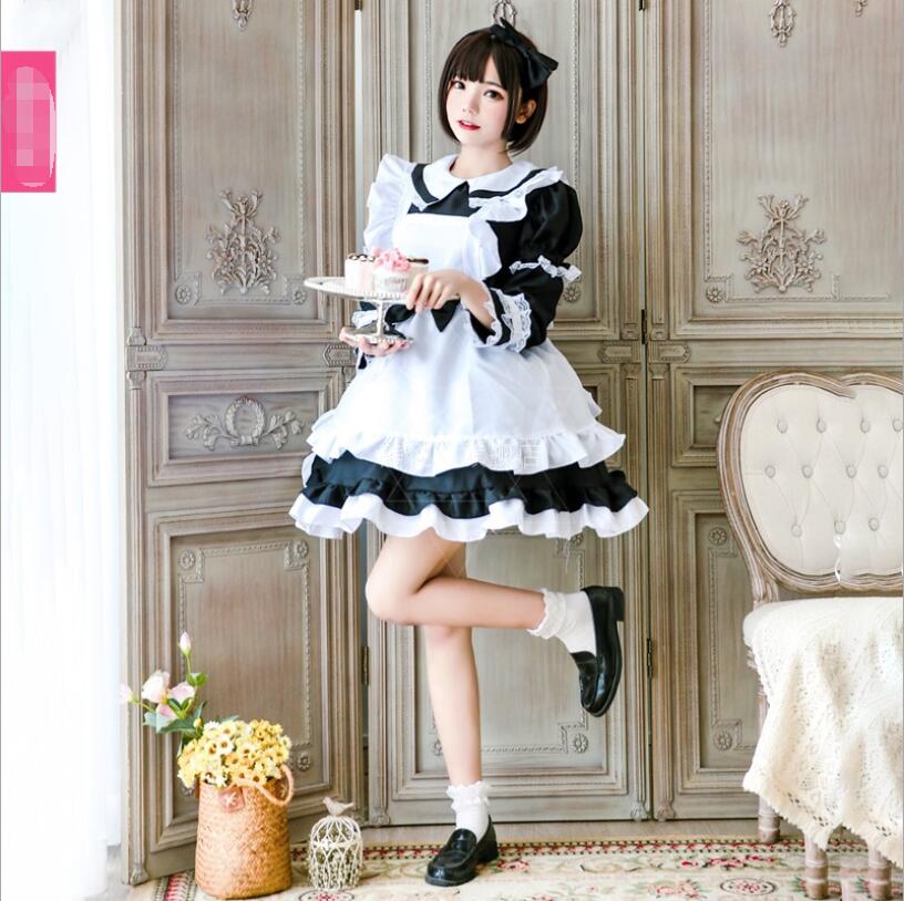 Lolita Long Sleeve Mori Girl Princess Dress Cos Maid Cute Kawaii Dress Retro Court Style Lolita Tea Party Dress Cos Loli