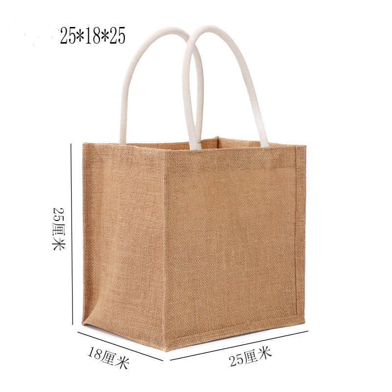 Bolsa de compras de lona, bolsos portátiles ecológicos de hombro, bolsa de almacenamiento de algodón, bolsa de comestibles de arpillera, rápido, bolso de arpillera: Azul oscuro