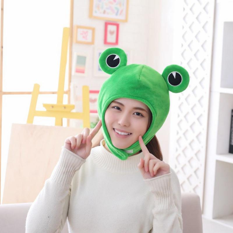 Frog Hat Cute Beanies Hat Green Animal Ear Cap Accessory Warm Winter Christmas Men And Women Novelty Caps