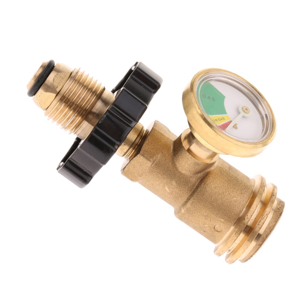 Propane Tank Brass Adapter with Pressure Gauge Master Gas Grill BBQ
