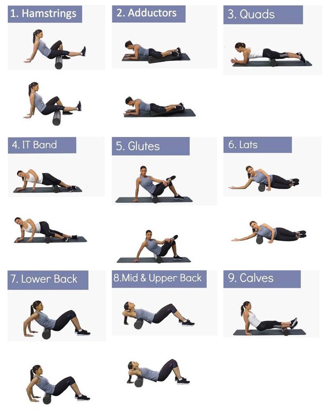 Ensemble de rouleaux en mousse haute densité 4 en 1, colonne de Yoga, massage des jambes, du dos et du cou, exercice musculaire