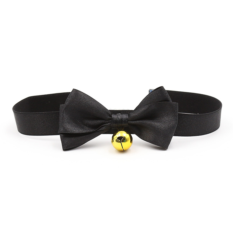 Bow Tie Neck Choker Adjustable Soft Ribbon Collar Necklace with Bell Bow Bell Sexy Bow Knot Small Bell Collar Choker Role Play: L