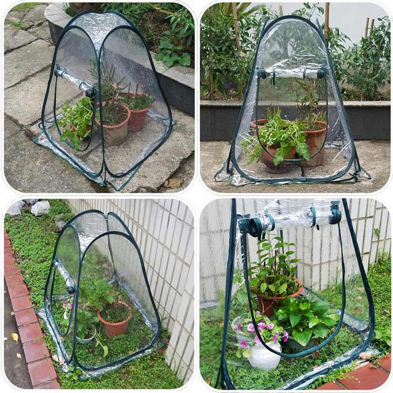 Portable Folding Mini Transparent Garden Plant Flower Cover Tent Mini Greenhouses PVC Warm Room Garden Greenhouse Pop Up Outdoor