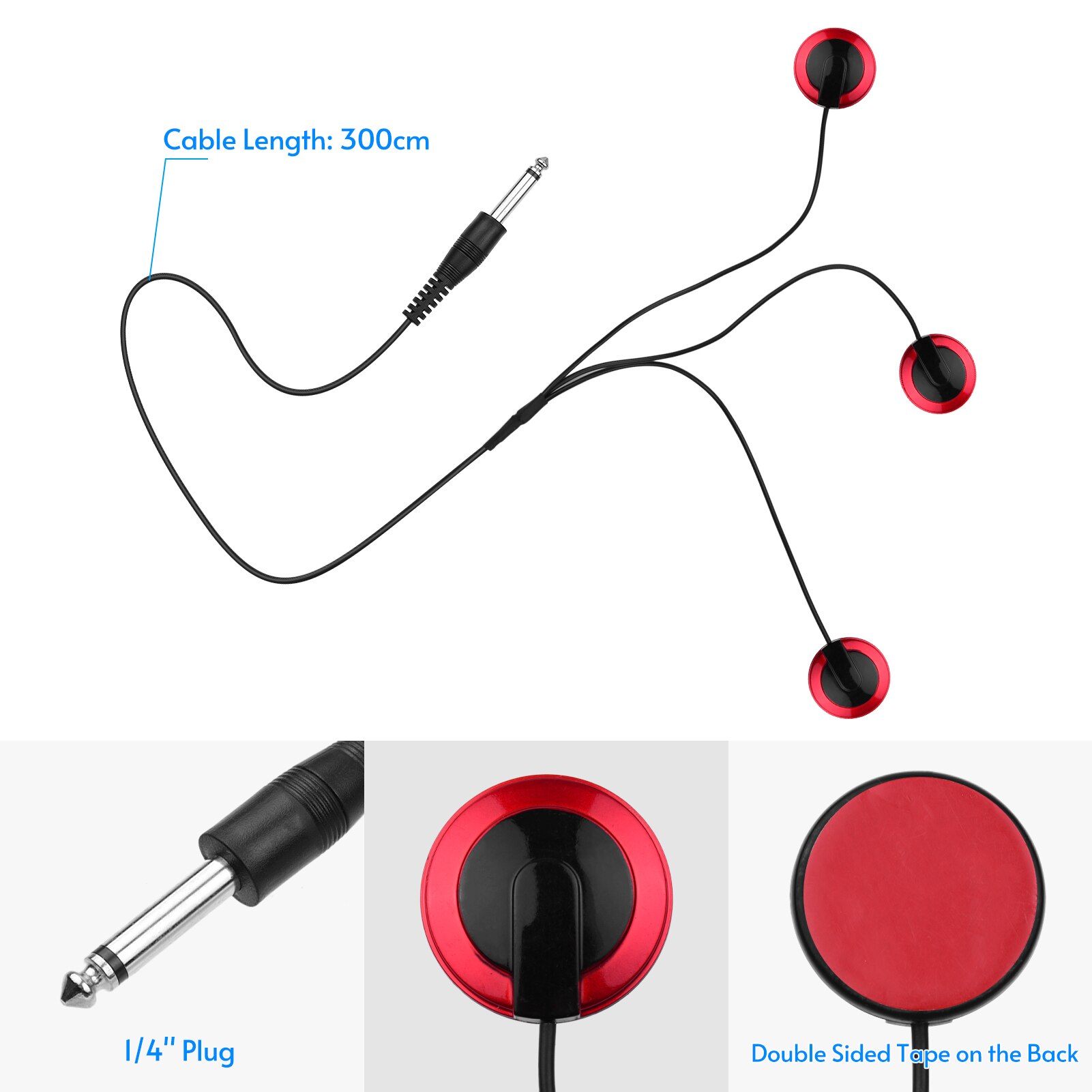 Adhesive Instrument Pickup Acoustic Guitar Pickup Mini Transducer with 1/4 Inch Connector for Violin Mandolin Ukulele