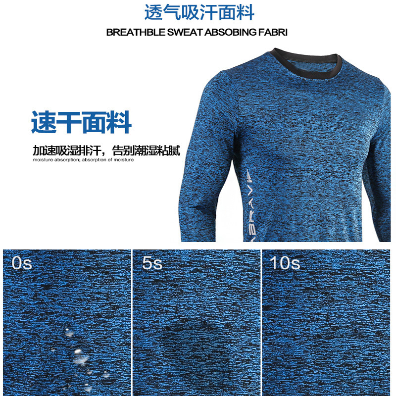 Herr t-shirt kompressionströja löpning tight träning långärmad t-shirt bodybuilding fitnesskläder torr passform t-shirt topp