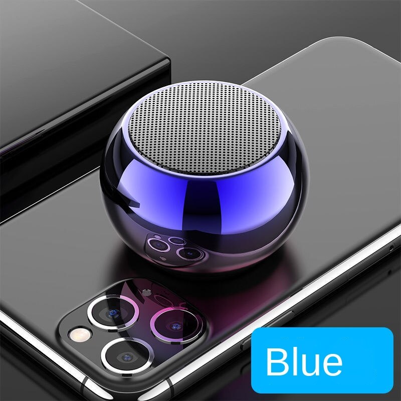 Bluetooth Mini Speaker Portable Wirelesss Boombox Powerful Subwoofer Round Small Steel Cannon Speaker Speakers Cute Speaker: blue
