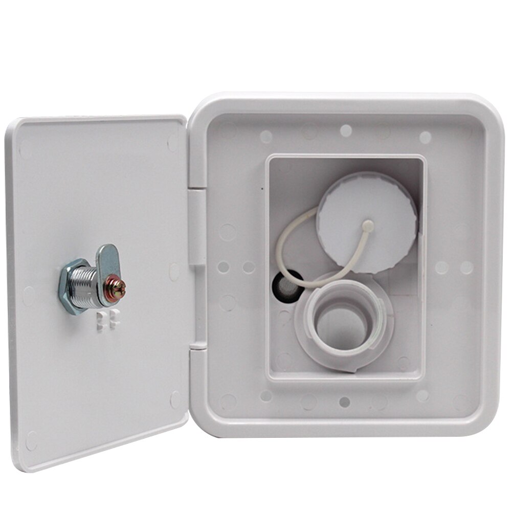 Water Intake Parts Gravity Inlet Square RV Trailer Hatch Cover Lockable Caravan Universal Accessories With Keys Plastic Threaded