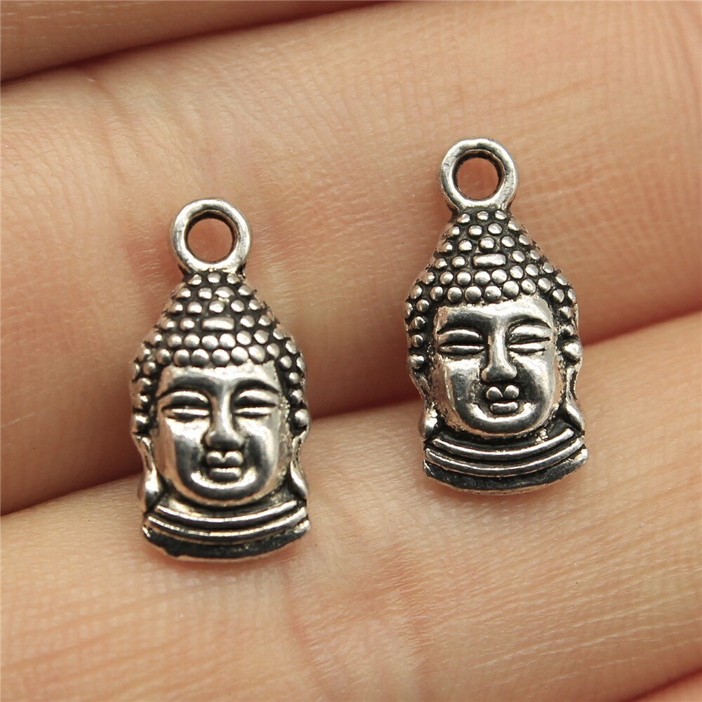 10 stücke Buddha Charme Antike Silber Farbe Buddha Statue Anhänger Reize Buddhismus Buddha Charme Für Schmuck Machen: B11037-16x8mm