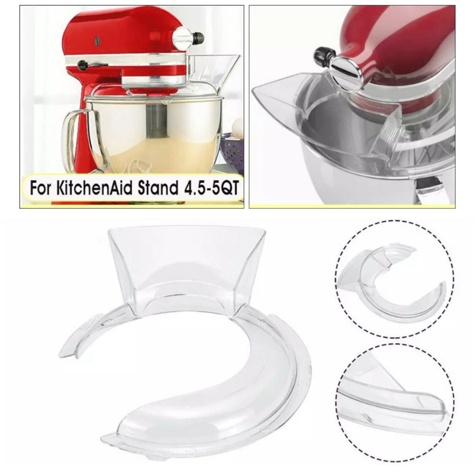 Pouring Shield for 4.5 and 5 Quart Tilt Head Stand Mixer Bowls 15x15.5cm