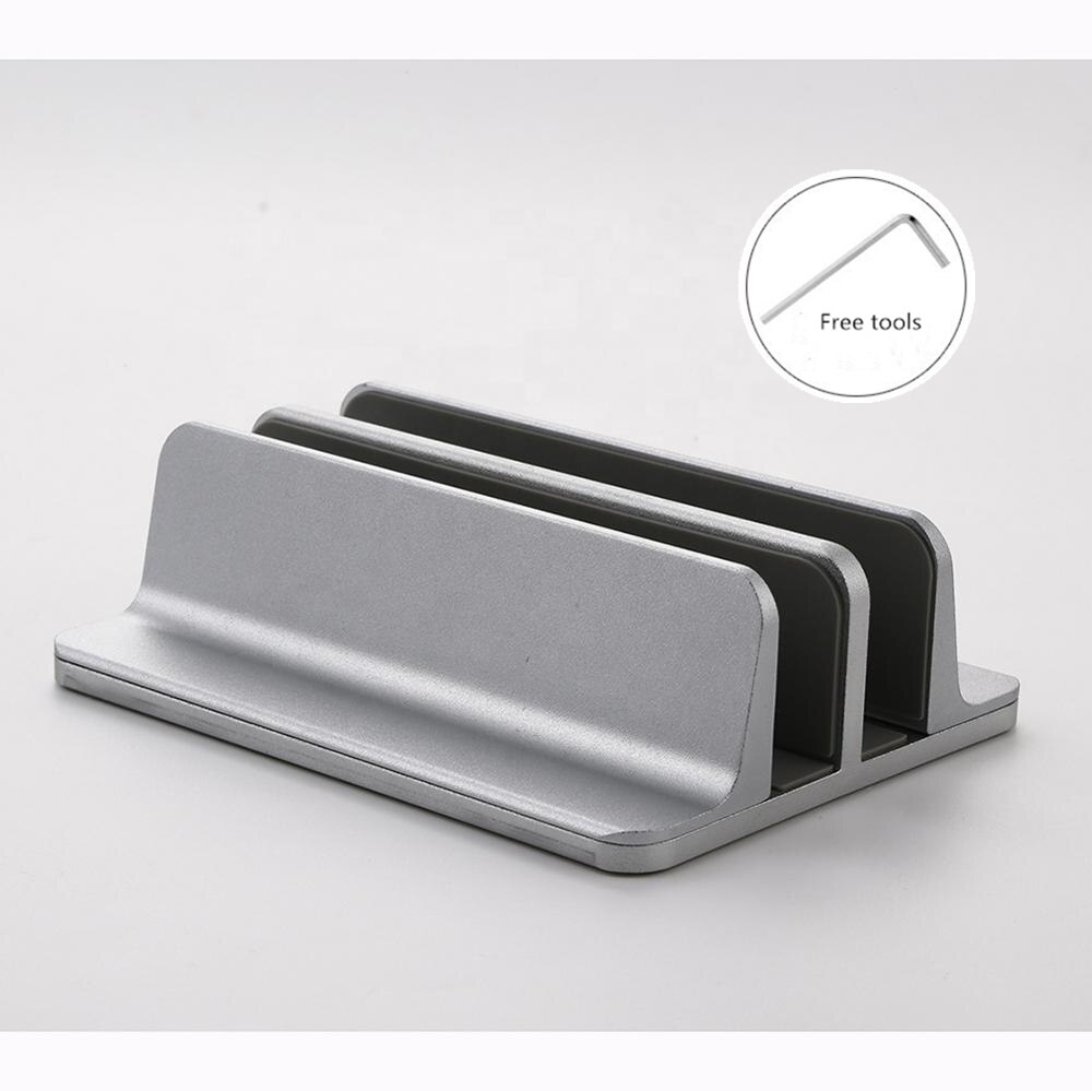 Soporte Vertical para ordenador portátil, accesorio de Metal ajustable, doble soporte de escritorio de aluminio, soporte de libro para Notebook, PC: Grey Daule slot
